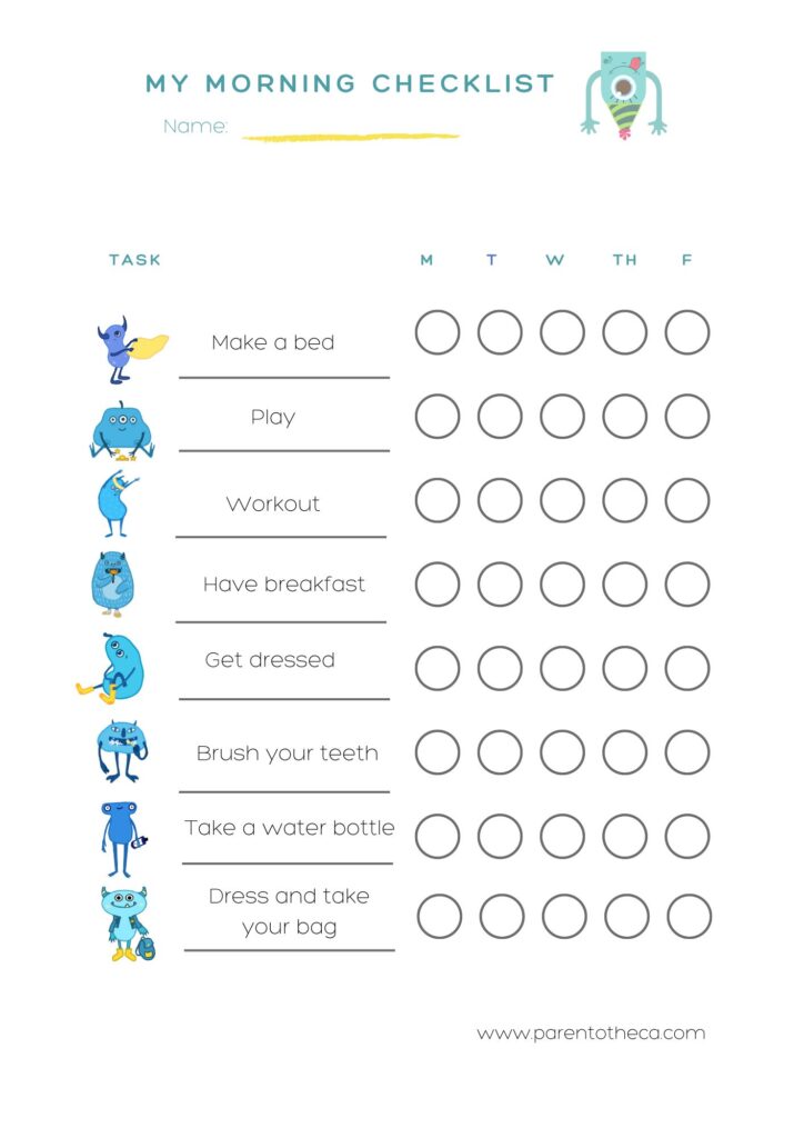 Morning routine chart for kids